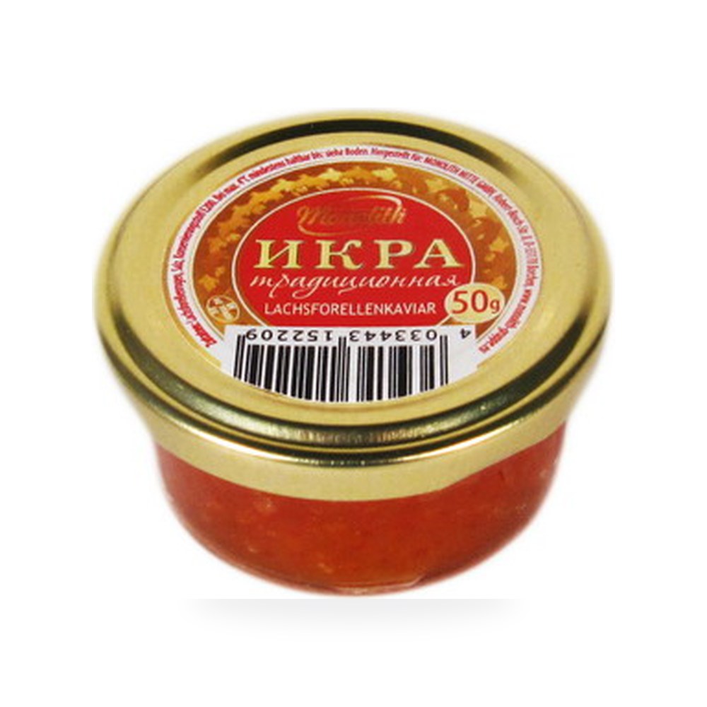 Красная икра форели Икрофф в стеклянной банке