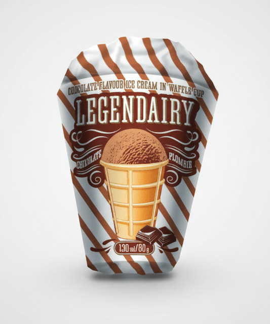 Мороженое пломбир со вкусом шоколада в вафельном рожке Legendairy, 130 мл