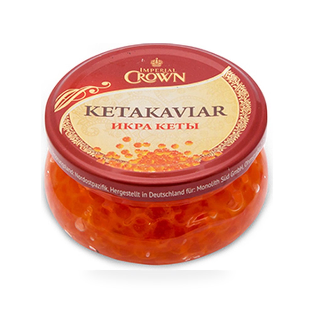 Красная икра кеты Империал Краун в стеклянной банке