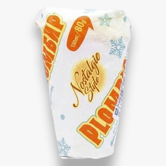 Soviet-style plombir ice cream in a waffle cone