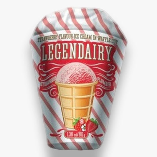 Legendary Strawberry Ice Cream, in a waffle cone