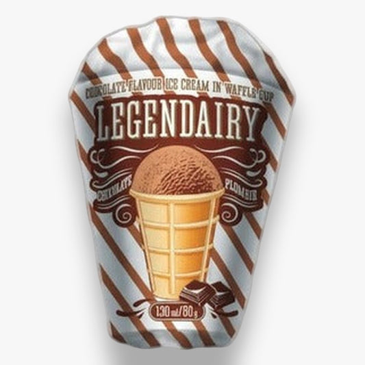 Legendary chocolate ice cream in a waffle cone